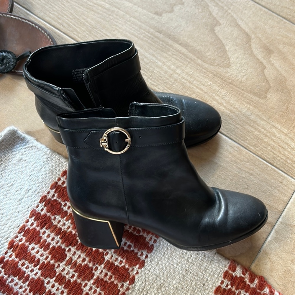 Tory Burch Black and Gold Bootie